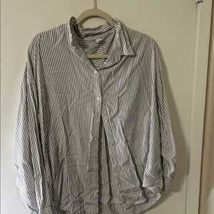 Old Navy Women’s Black and White Striped Button Down Shirt
